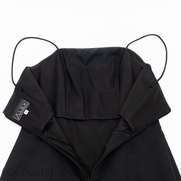 Alex Evenings Black Floor Length Gown Dress 6 Formal Wedding Slip Spaghetti Y2K - Picture 6 of 9